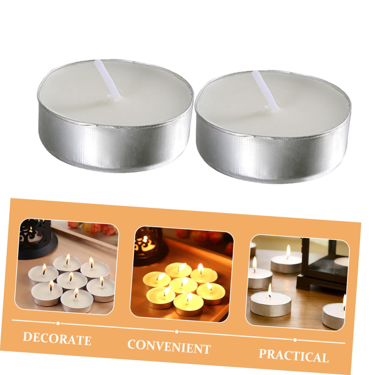 Candele Tea Light Rotonde Bianche 100 Pezzi in Paraffina