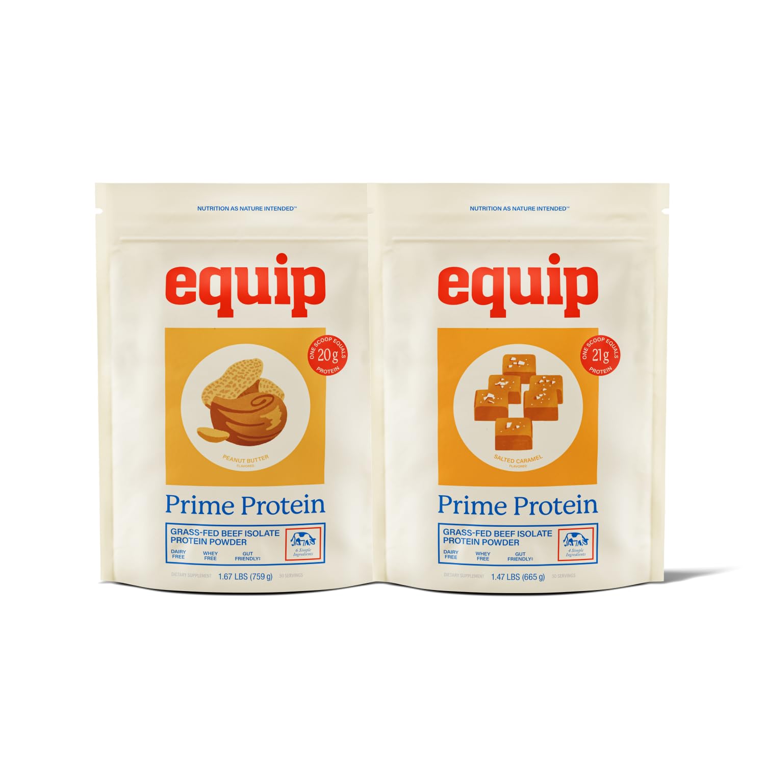 Foods Prime Protein Powder Peanut Butter & Prime Protein Powder Salted Caramel
