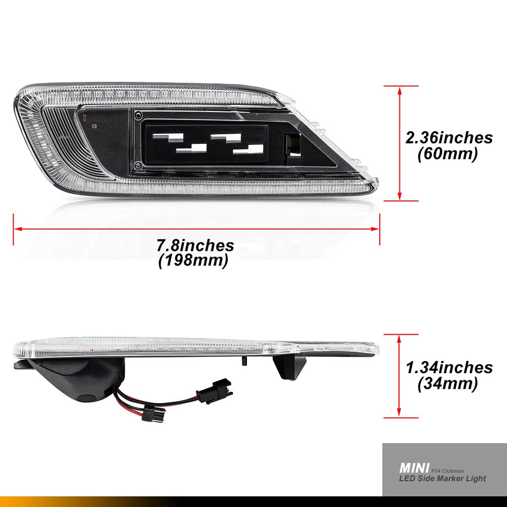 2016-2021 dla Mini Clubman F54 One Cooper S D Sd All4 Steptronic Jcw kierunkowskazy boczne LED Repeater Marker Light Amber Dynamic Led Turn Signal Lamp 2 szt. przezroczysta soczewka