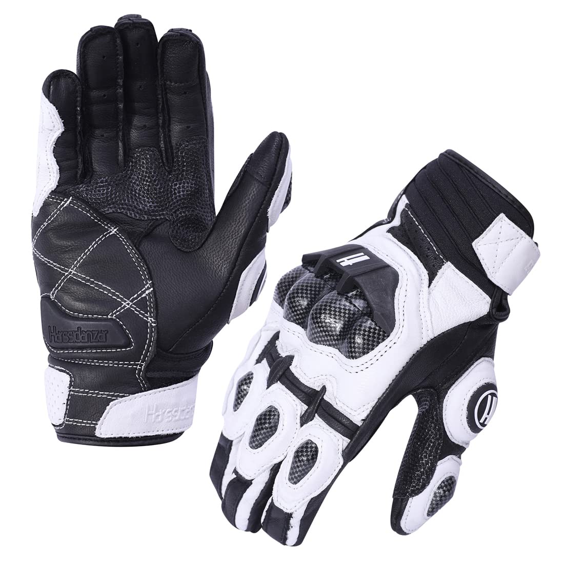 Harssidanzar Hombres Motocicletas Guantes de Carreras de Carretera con protección de Nudillos para Deportes de Motor para Montar en Motocicleta con Dedos completos KM046