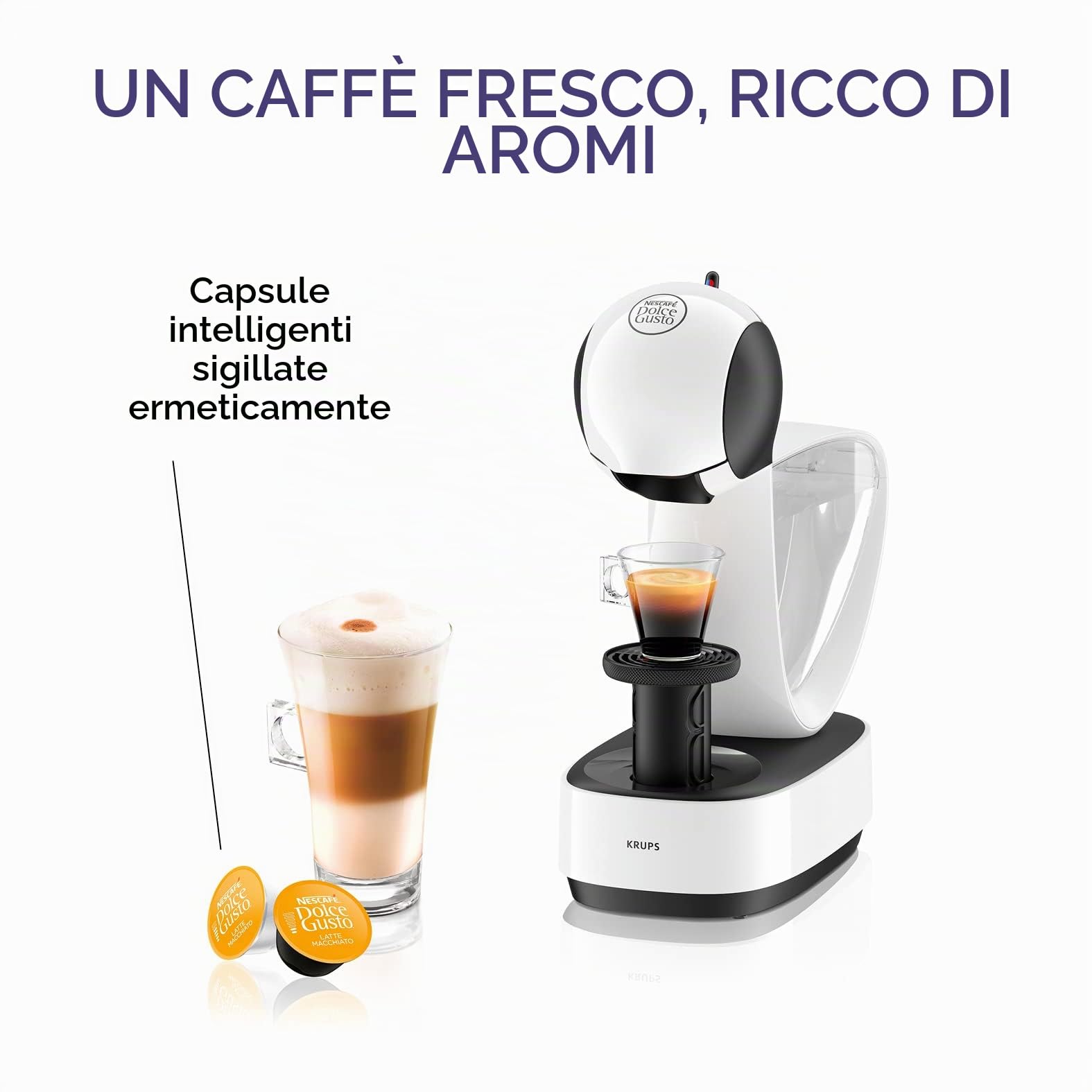 Krups infinissima macchina per caffè Nescafé Dolce Gusto, Bianco