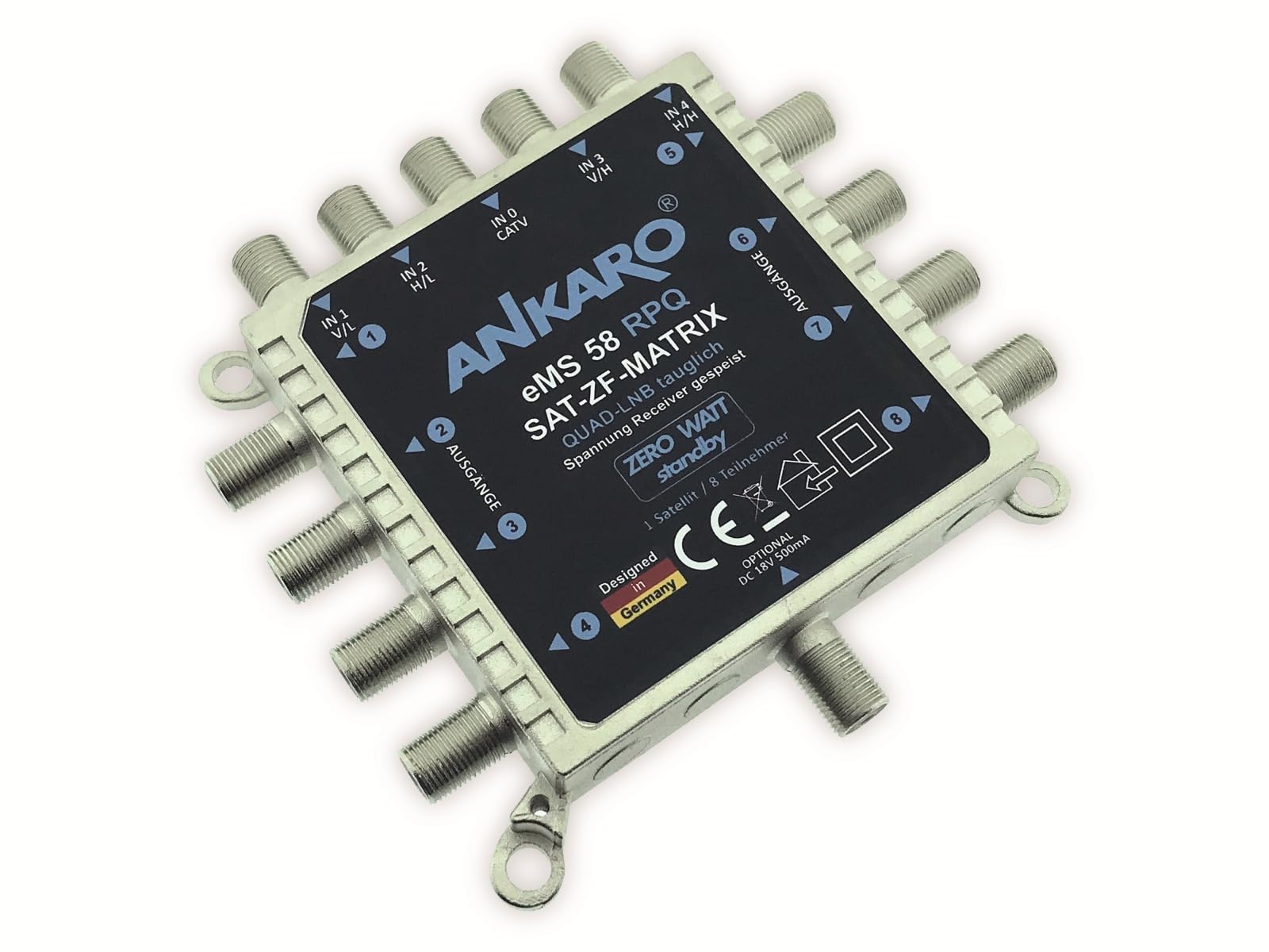ANKARO 5/8 Multischalter EMS Zero- Watt mini Satverteiler ECO ohne Netzteil für 8 Teilnehmer