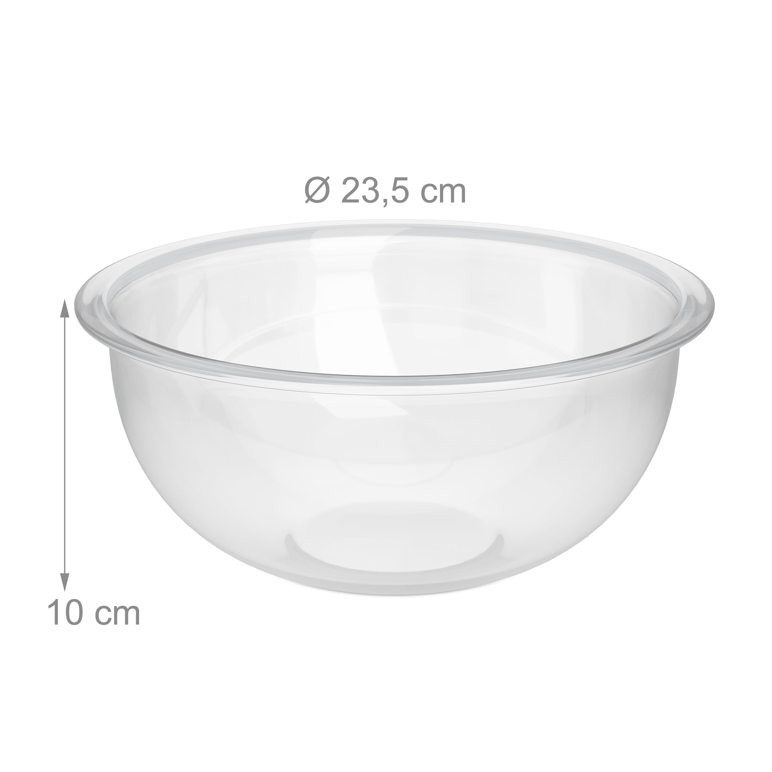 Relaxdays Set da 2 Ciotole in Vetro per Insalata, Scodelle Rotonde da Cucina, Insalatiere da 2,4 Litri, Trasparenti