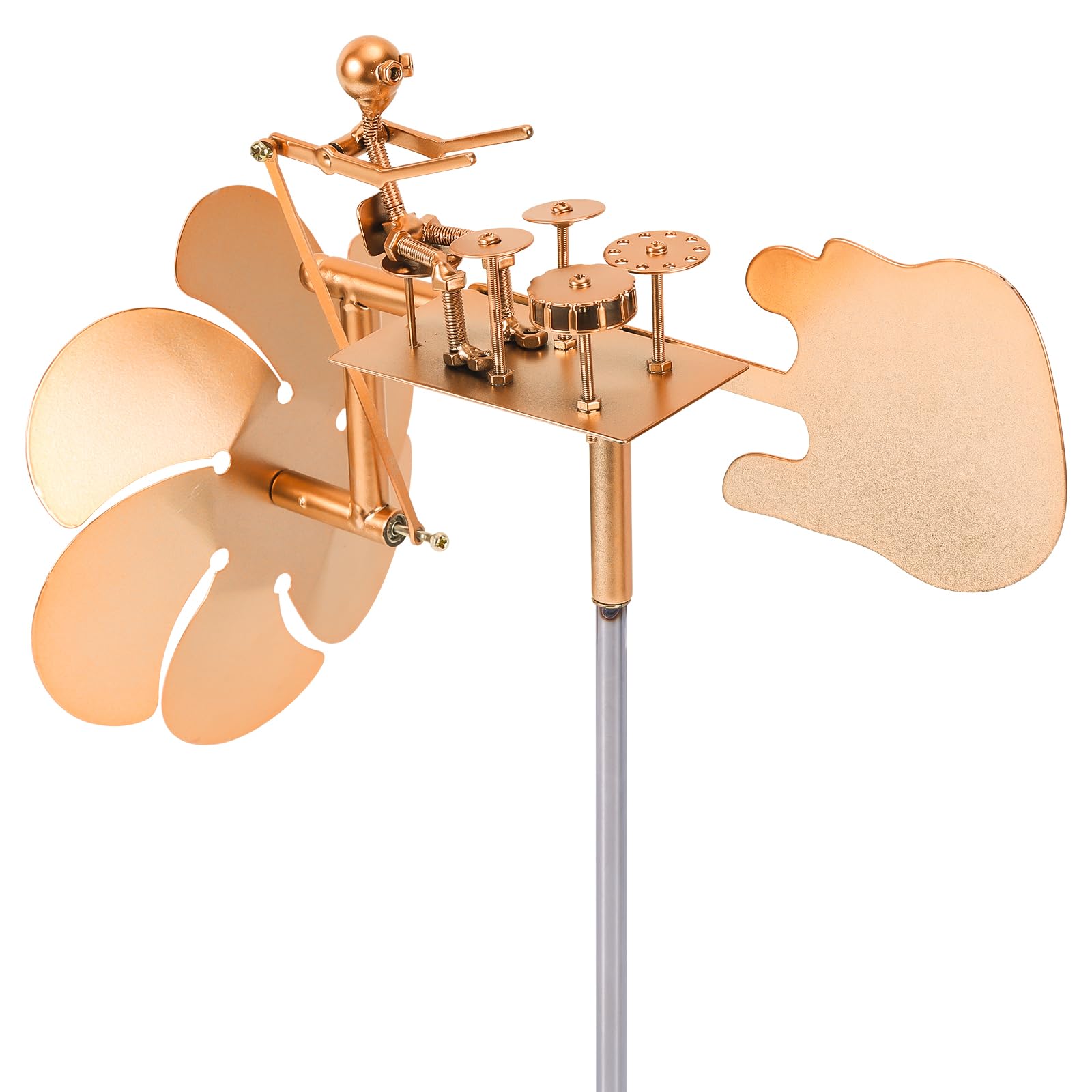 lasuroa Metal Drummer Windmill, Wind-Powered Kinetic Percussionist Music Sculpture Rock and Roll Art Garden Statues Wind Spinners Decoration for Lawn Patio Yard Outdoor Decor