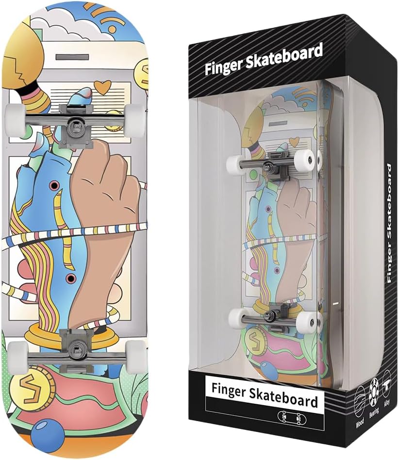 Fingerboard Mini Skateboard - Desk Trick Practice Board with Thickened PU Grip Surface for Office Desk & Tabletop Use, Skill Training for Fingerboard Enthusiasts, Creative Gift (29mm Wide)