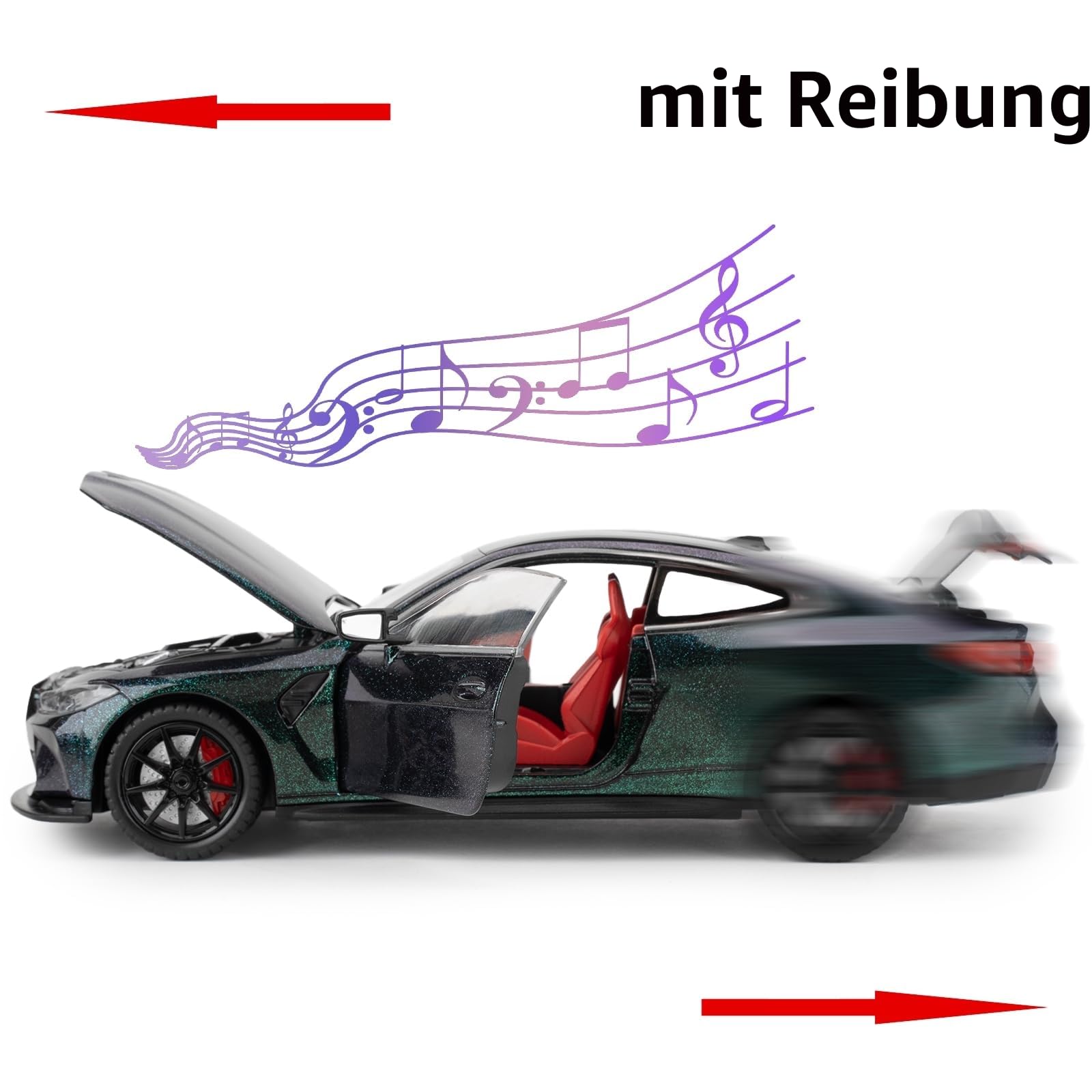 TGRCM-CZ 1/24 M4 Modellauto, Zinklegierung, Rückziehfahrzeuge, Modellauto mit Sound und Licht, für Sammler und Kinder, ab 3 Jahren, Geburtstagsgeschenk (lila bis grün)