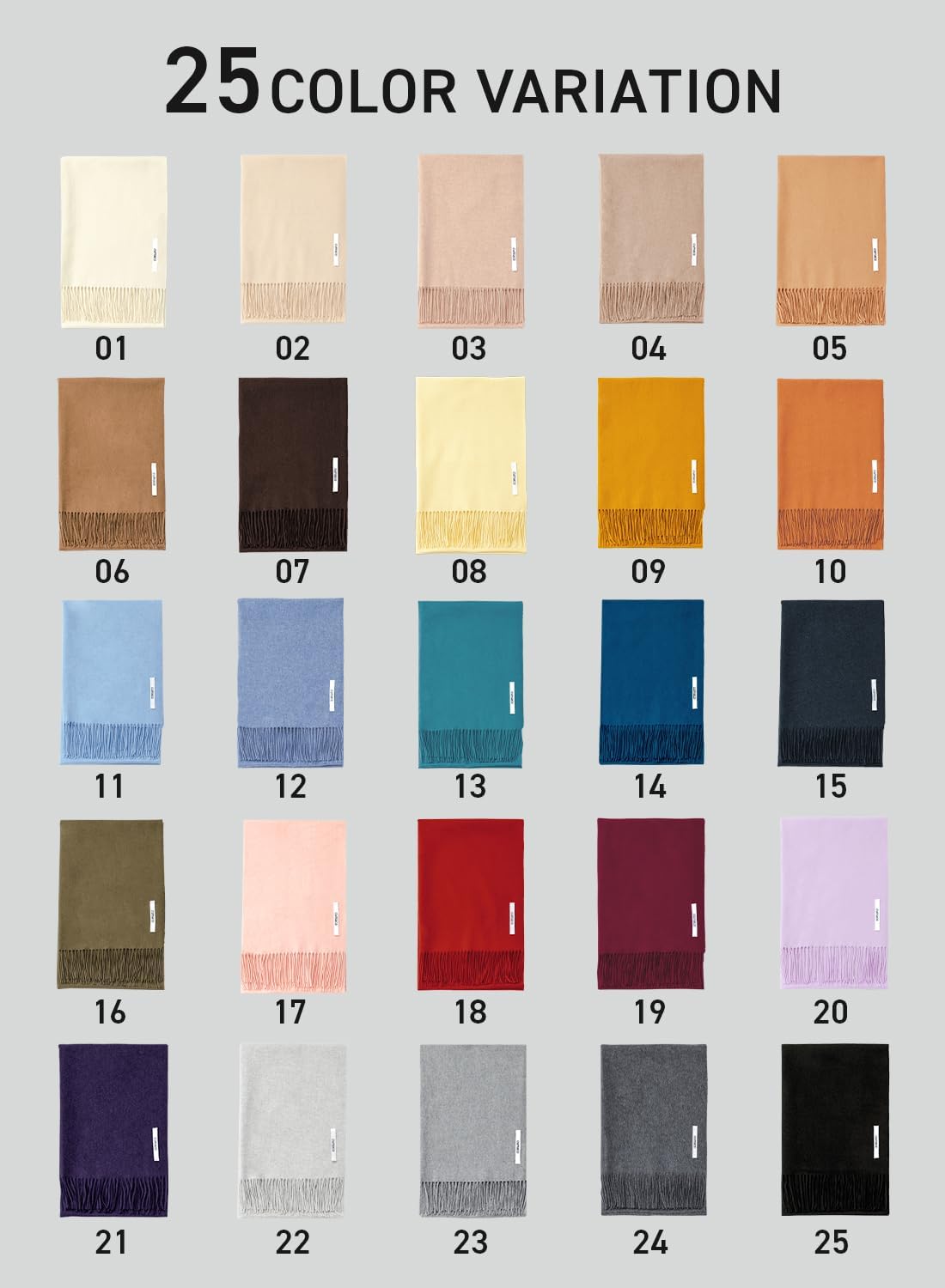 25 Colors 100% Cashmere Plain Stole Ladies Large Thick C-A0012B