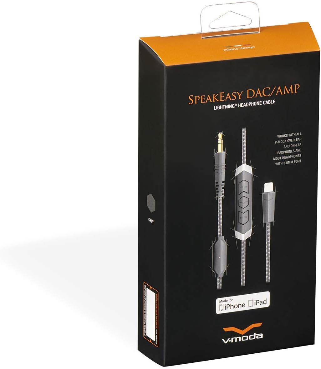 V-MODA SpeakEasy DAC/AMP 3-Button Lightning Cable - Grey
