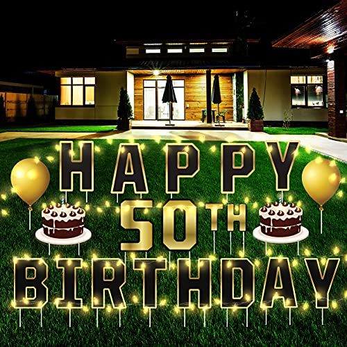 Buy Trgowaul Happy 50th Birthday Yard Signs Decorations with Stakes for Men and Women, Lawn