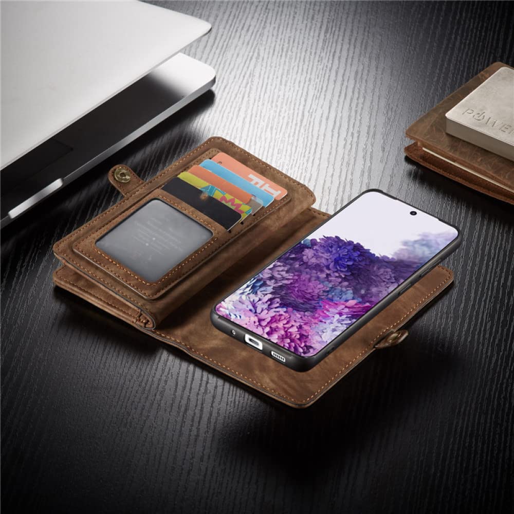 Funda de Cuero para Samsung S22 S21 S20 FE S10 S9 S8 Plus S7 Edge Wallet Card Cover para Galaxy Note 20 Ultra 10 9 8, marrón, Samsung S10 (5G)