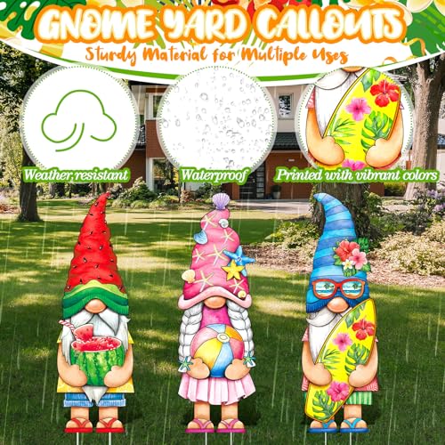 Umigy-3-Pcs-Summer-Yard-Sign-32-x-10-Inch-Outdoor-Summer-Yard-Decor-with-Stakes-Watermelon-Beach-Ball-Surfboard-Gnome-Lawn-Sign-Outside-Outdoor-Decor-for-Home-Pathway-Walkway Umigy 3 Pcs Summer Yard Sign 32 x 10 Inch Outdoor Summer Yard Decor with Stakes Watermelon Beach Ball Surfboard Gnome Lawn Sign Outside Outdoor Decor for Home Pathway Walkway