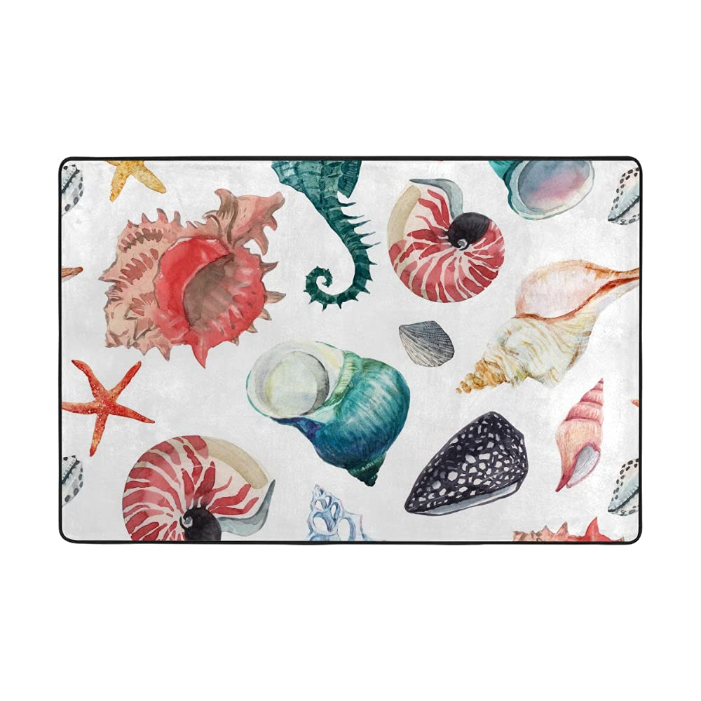 Grand tapis de sol aquarelle motif marin pour le salon