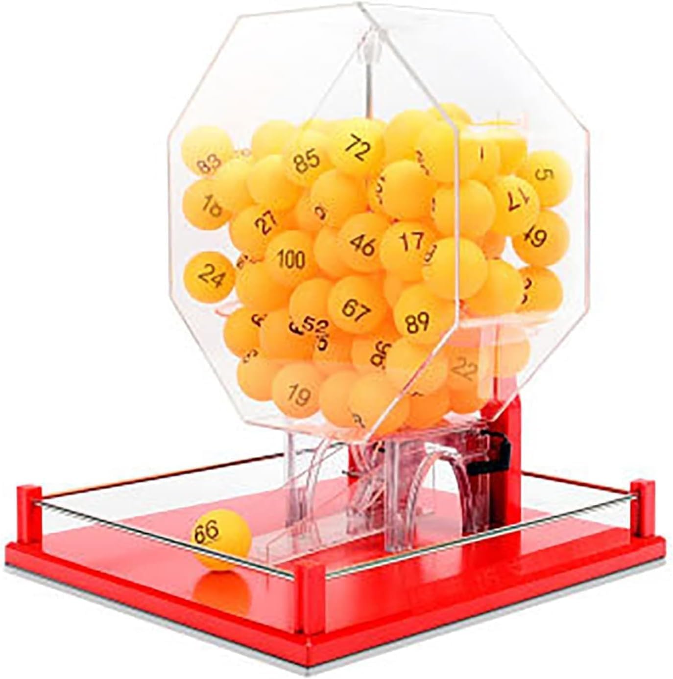 Deluxe Manual Lottery Machine 50 Ball Bingo Cage z Solidną Metalową Ramą i Wyraźnym Akrylowym Korpusem, Selekcjoner Numerów Korb Ręcznych na imprezy szkolne, Imprezy Biurowe, Duże grupowe zbiórki pien