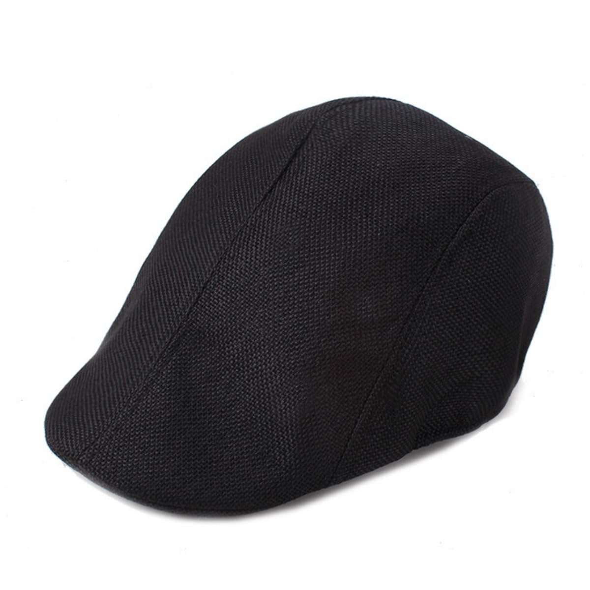 Samheng Unisex Black Flat Cap, One Size Low Profile Peaked Caps For Men Women, Flax Adjustable Newsboy Caps For Sports Fishing Golf, Gatsby Hat Duckbill Hat Baseball Hats Vintage Hats For Driving Hunting