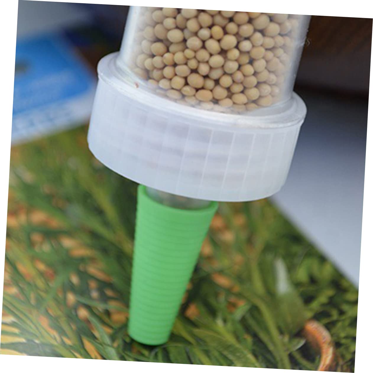 POPETPOP 5 Pièces Semeur Jardinage Semoir Petit Épandeur Semoir à Gazon Manuel Râteau Jardinière à Pousser à La Main Semer des Outils De Repiquage Clair Pôle Semoir Manuel Machine Plastique
