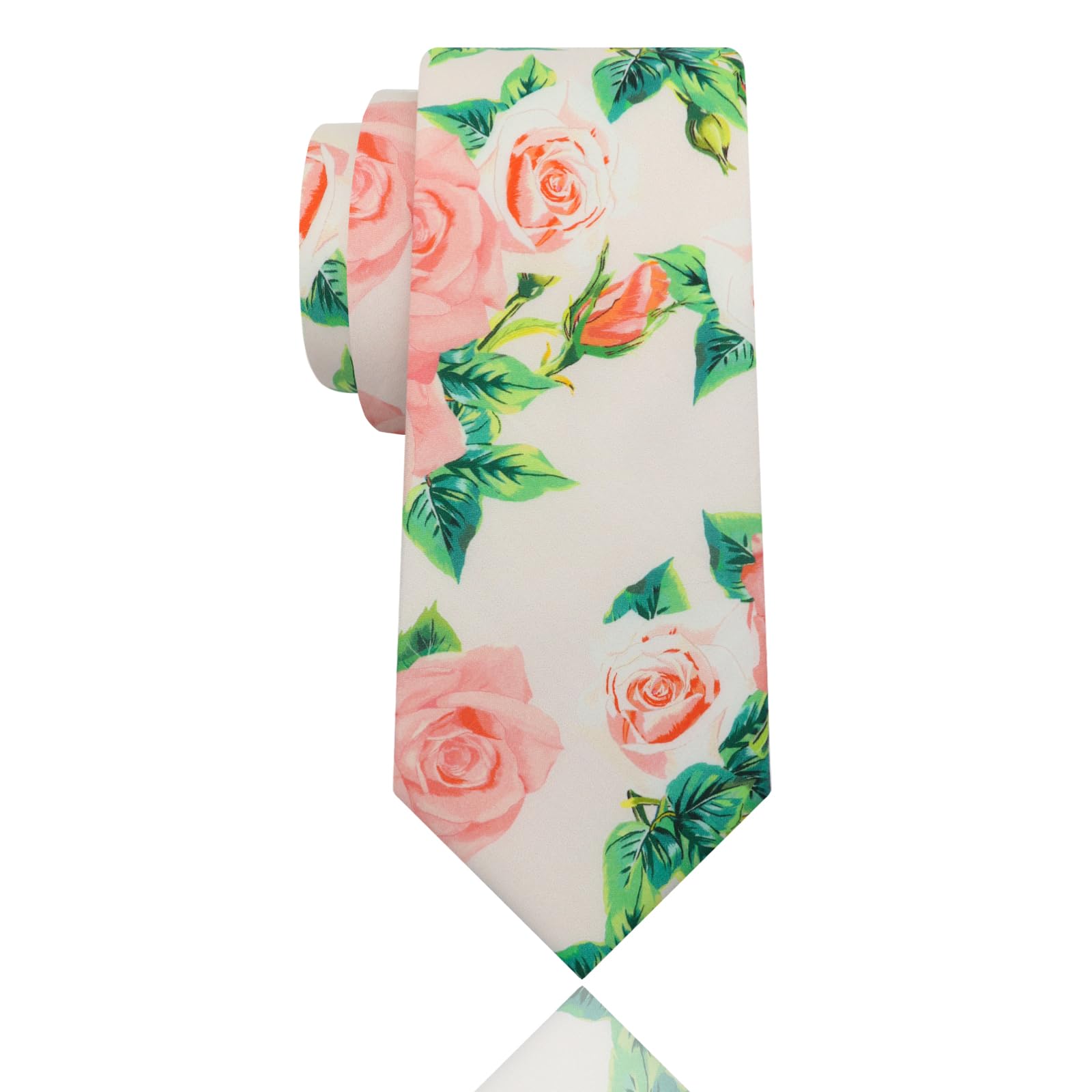 Luckyvestir Mens Ties, Sage/Dusty Blue/Pink Floral Ties for Men, 2.76" Cotton Flower Necktie for Wedding/Groomsmen/Party