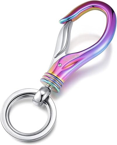 Llavero de automóvil con clip de mosquetón con 2 llaveros con ganchos, soporte para bolso, cinturón, llavero, llavero, regalo resistente para