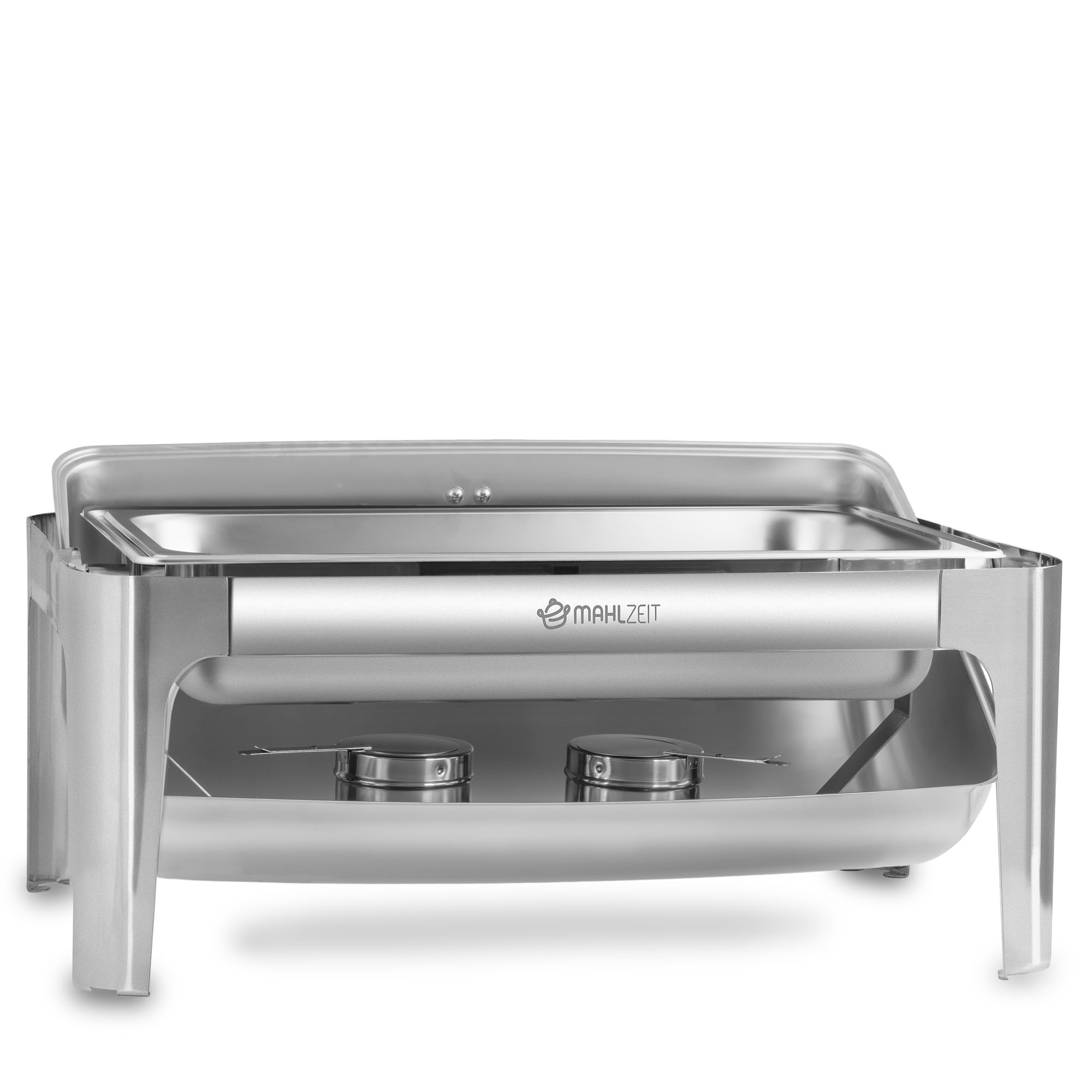 Mahlzeit Edelstahl Chafing Dish mit Rolltop 8 Liter | Speisenwärmer, Wärmebehälter, Bain Marie Rechaud | Warmhaltebehälter Essen, Chafing Dishes für Buffet Catering Gastro und Party, GN Behälter