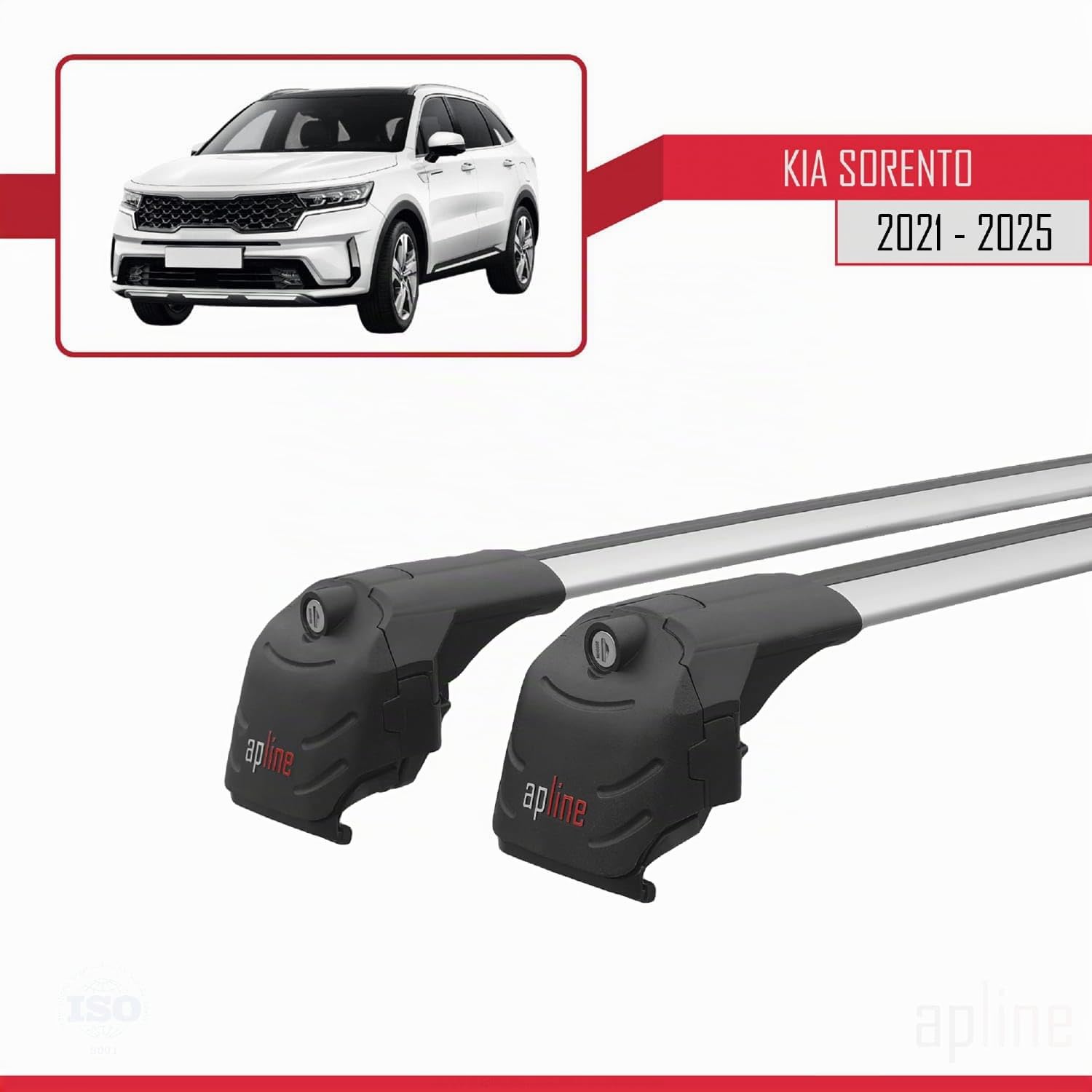 Kompatibel mit Kia Sorento 4 (MQ4) 2021-2026 ACE-2 Modell Relingträger Dachträger Auto Gepäckträger Grau Aluminium 2 Stangen