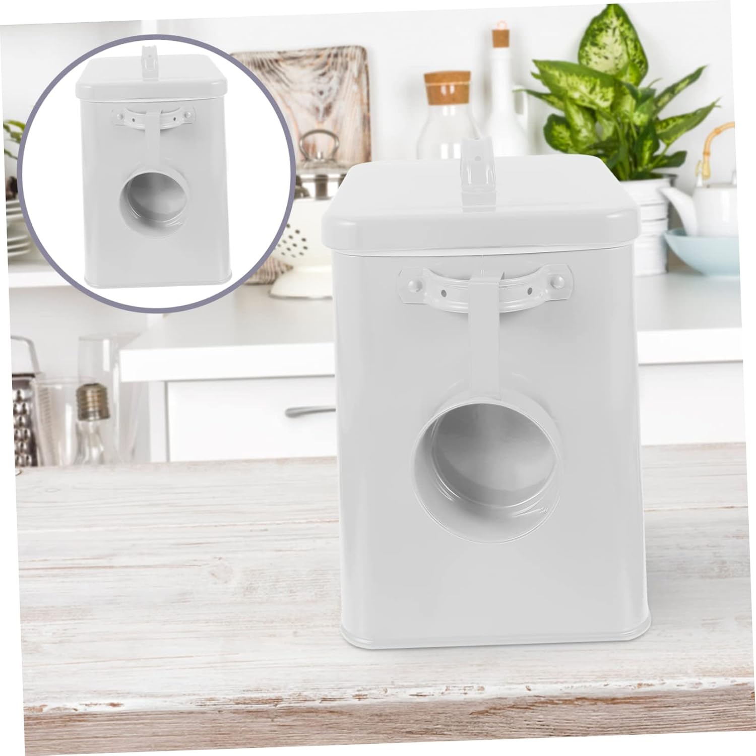 Dog Cat Food Holder Airtight Pet Food Storage Canister for Organizing Dry Food Treats Biscuits Stylish Farmhouse Design Compact Capacity