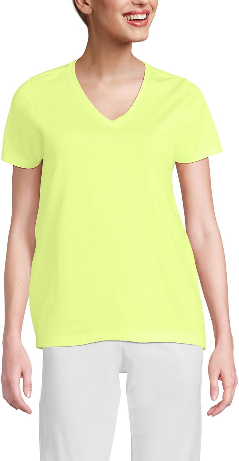 Lands' End Women's Relaxed American-Grown Supima Cotton V-Neck T-Shirt