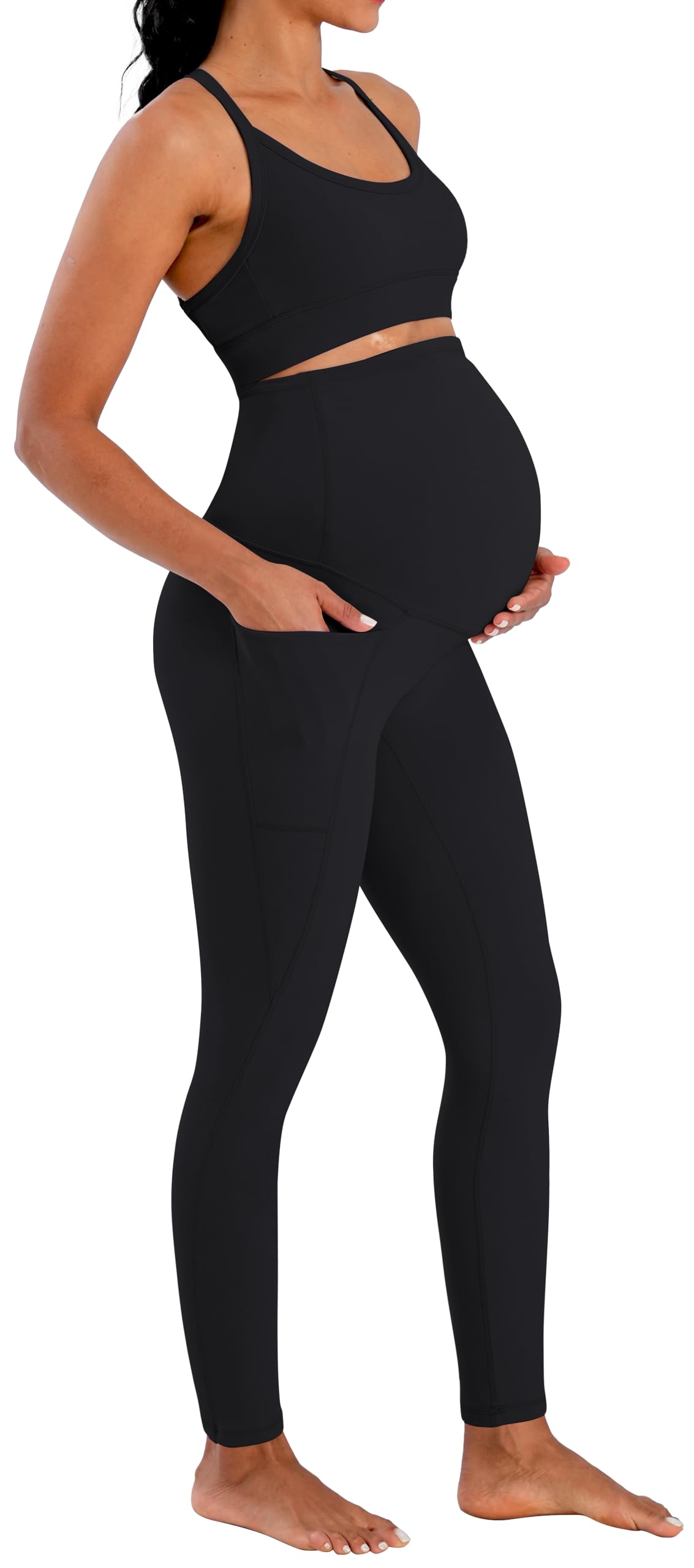 Sunzel Sunzfly - Leggings premaman da donna sopra la pancia, morbidi, pantaloni da yoga per gravidanza per primavera estate allenamento lounge, nero, L