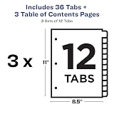 Avery Table of Contents Dividers, 12-Tab, White, 3 Sets – view 4