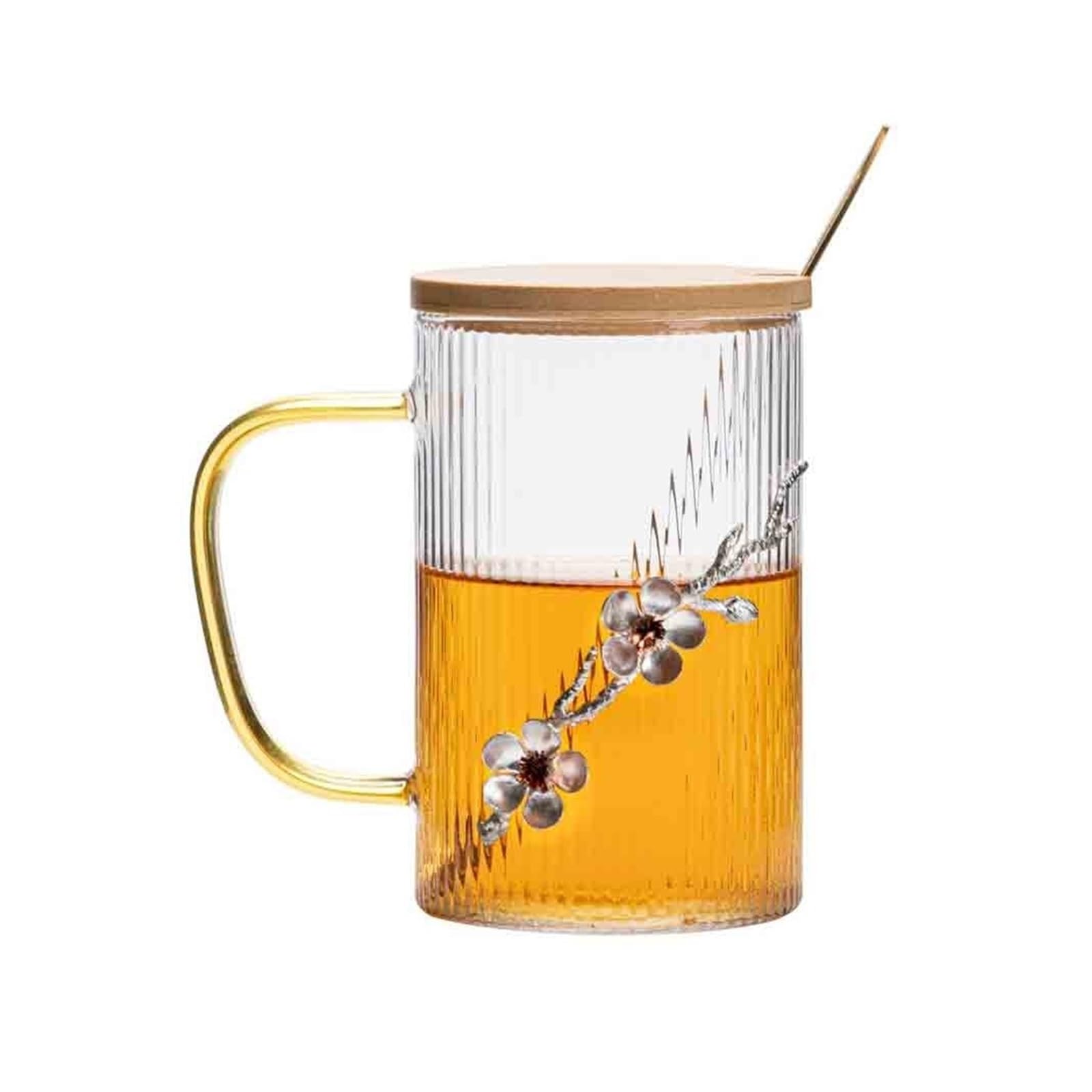 taza de vidrio, Vasos de vidrio de 15,6 onzas con asa, cuchara y tapa