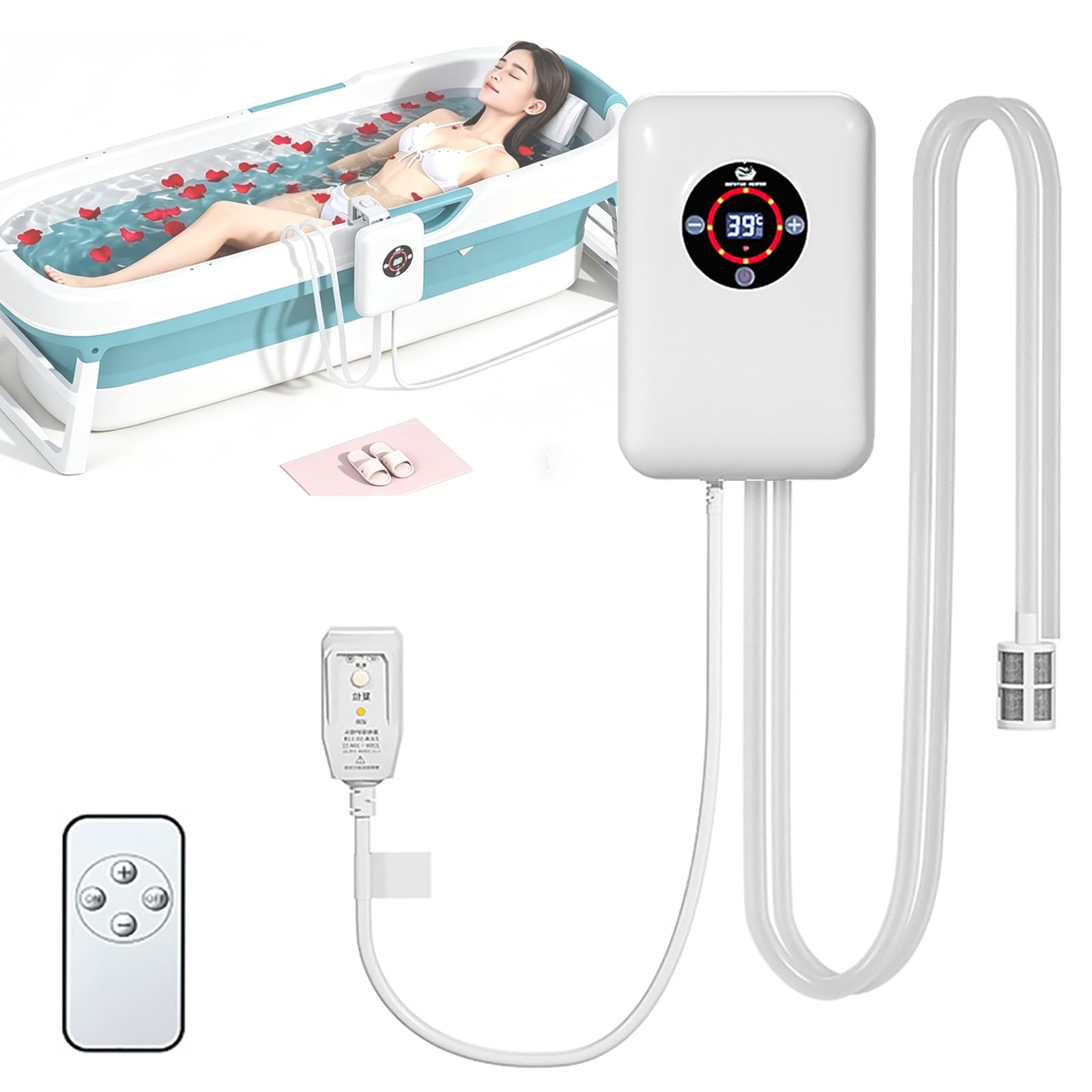 Calentador De Agua De Inmersión De 1200W, Calentador Termostático Específico para Baños, Control De Temperatura De 30 A 43 ℃, Separación De Agua Y Electricidad, con Control Remoto
