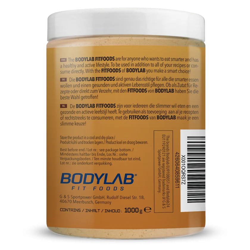 Bodylab24 Almond Butter 1kg smooth, Mandelbutter, 100% Mandeln keine weiteren Zusätze, ideal als Brot-Aufstrich oder zu Pancakes, Porridge & Co, vegan