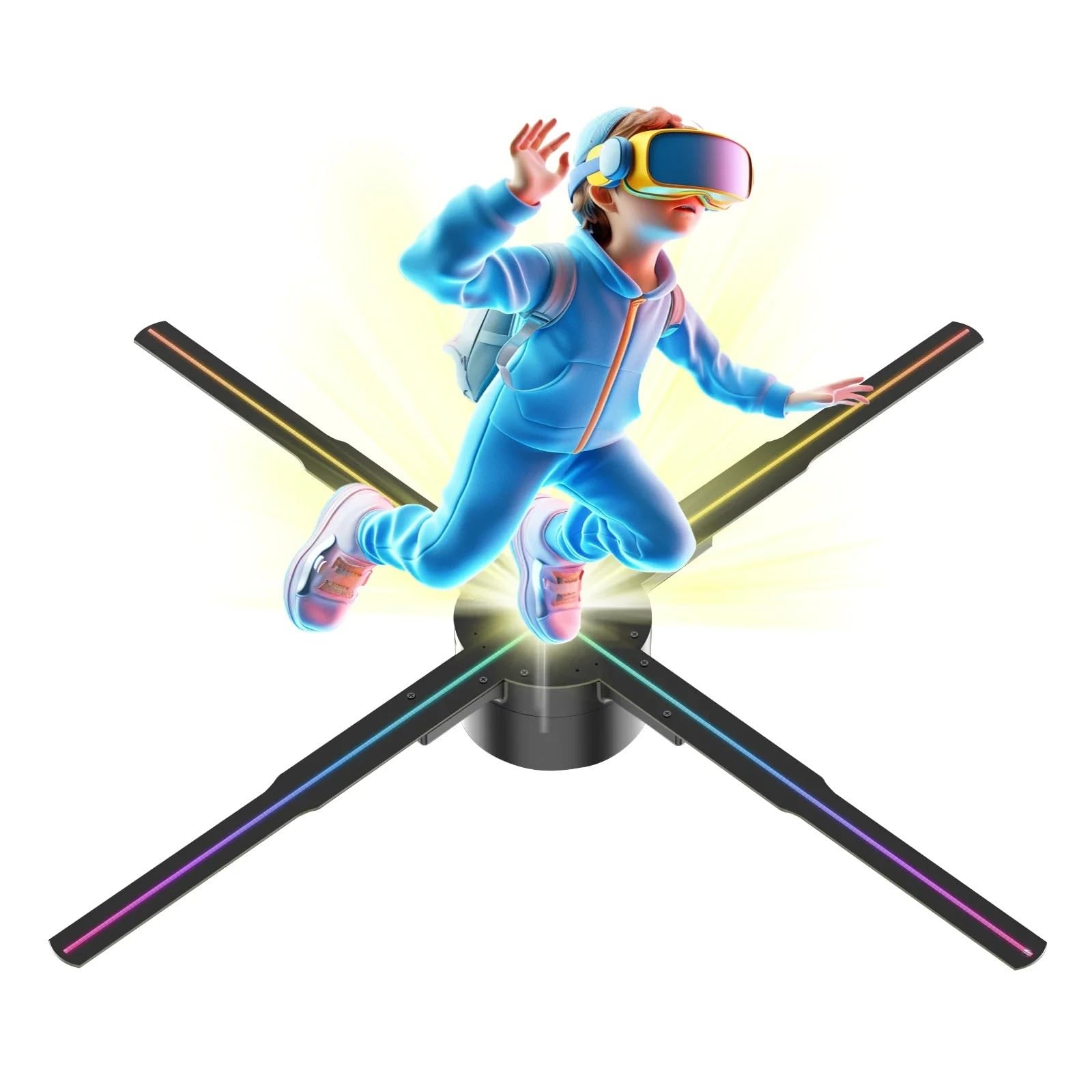 3D Hologram Fan LED Illuminated Sign Holiday Advertising Lights WiFi Remote Control Display Image Video Projecter