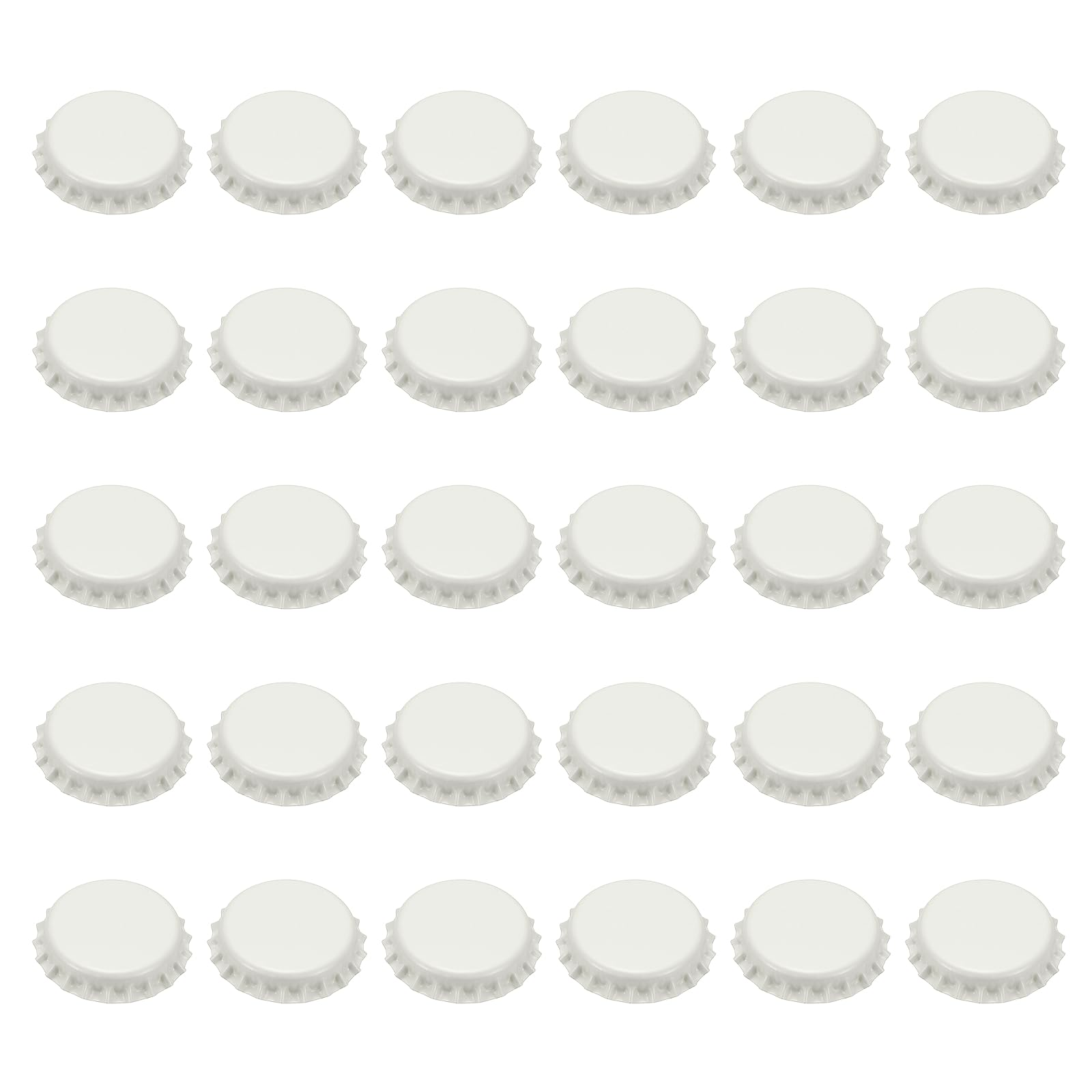 sourcing map 60 Pcs Oxygen Absorbing Beer Bottle Caps, 32mm Pry Off Bulk Crown Caps Bottle Toppers for Soda Beer Wine Glass Bottles Home Brewing DIY Pendants or Craft Scrapbooks, White