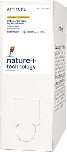 Miniatura 9 de ATTITUDE Repuesto de jabón para platos, verificado por EWG, líquido para lavar platos a base de plantas y vegano, derivado de forma natural, aroma