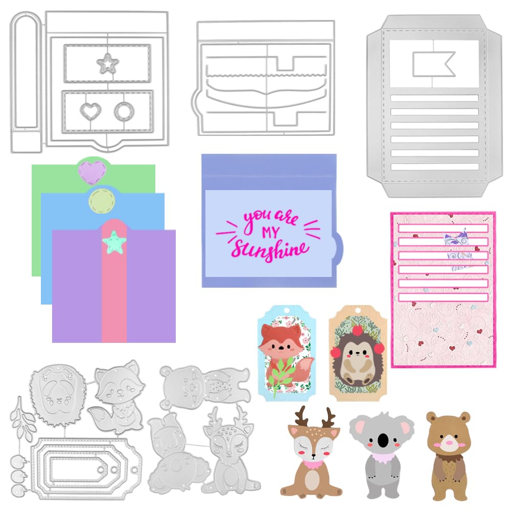 AIFUDA nesting metal cutting dies for card making slots sewn pocket animal tag die cut for scrapbooking