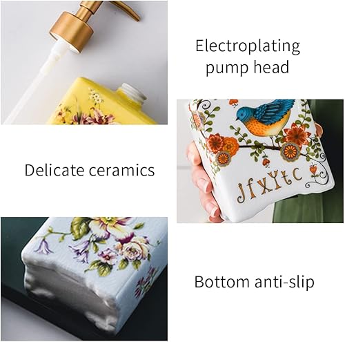 Miniatura 6 de WAYUTO Dispensador de jabón vintage de 12 onzas, dispensador de jabón líquido de cerámica con grietas de hielo, botella de bomba de loción para