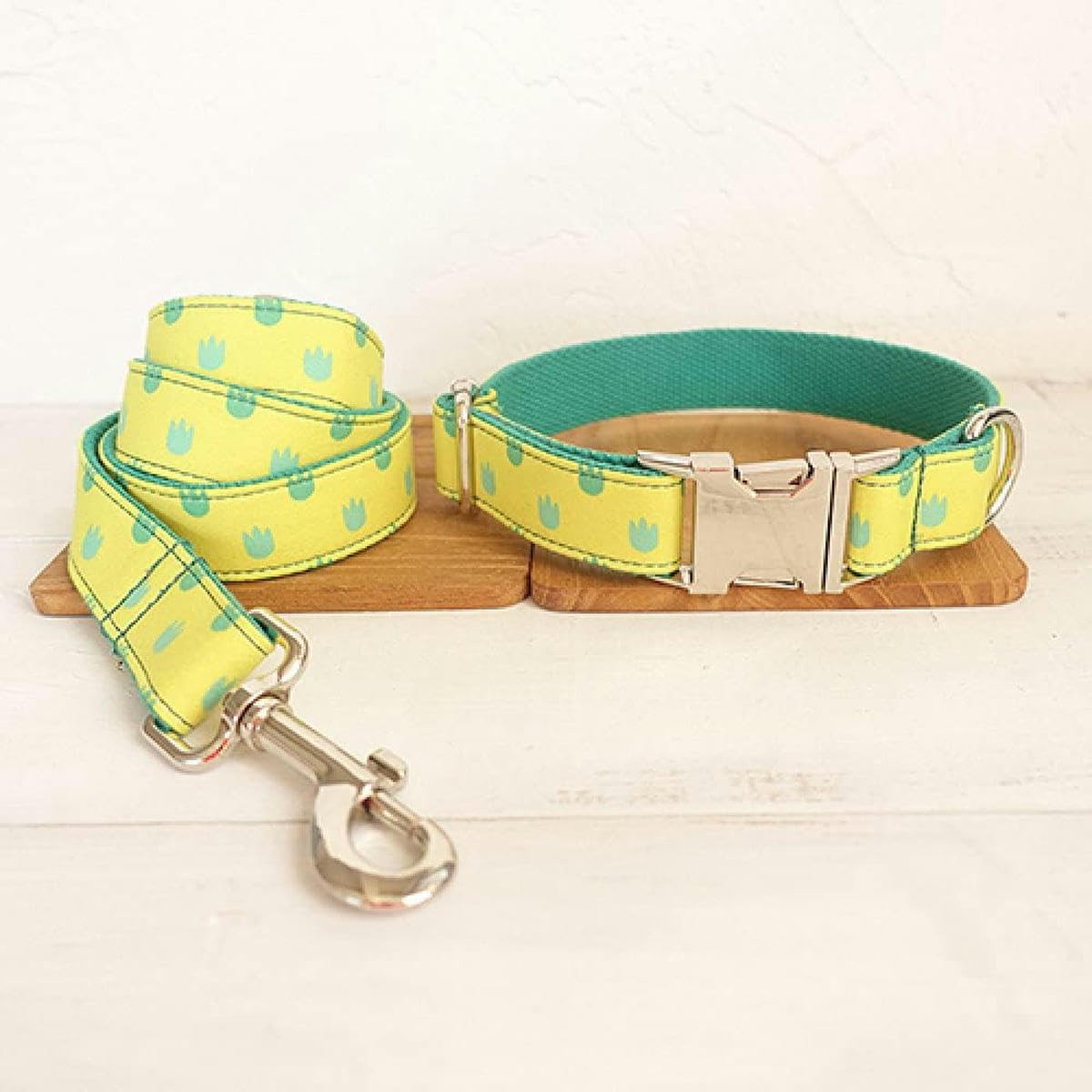 Collares de Perro Personalizados Verdes Collar Hecho a Mano 5 tamaños Collar de Perro-Correa de Perro-L