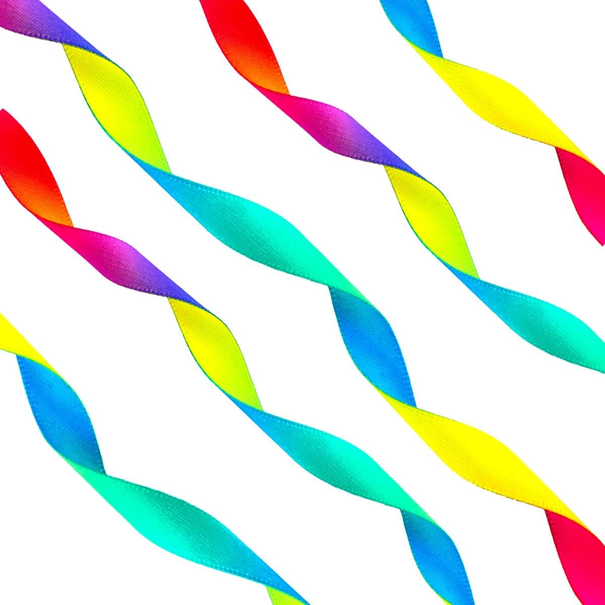 Teemico 50 Yards Satin Ribbon Gradient Rainbow Printed Double Side Satin Polyester Ribbon for DIY Handmade (9mm Wide)
