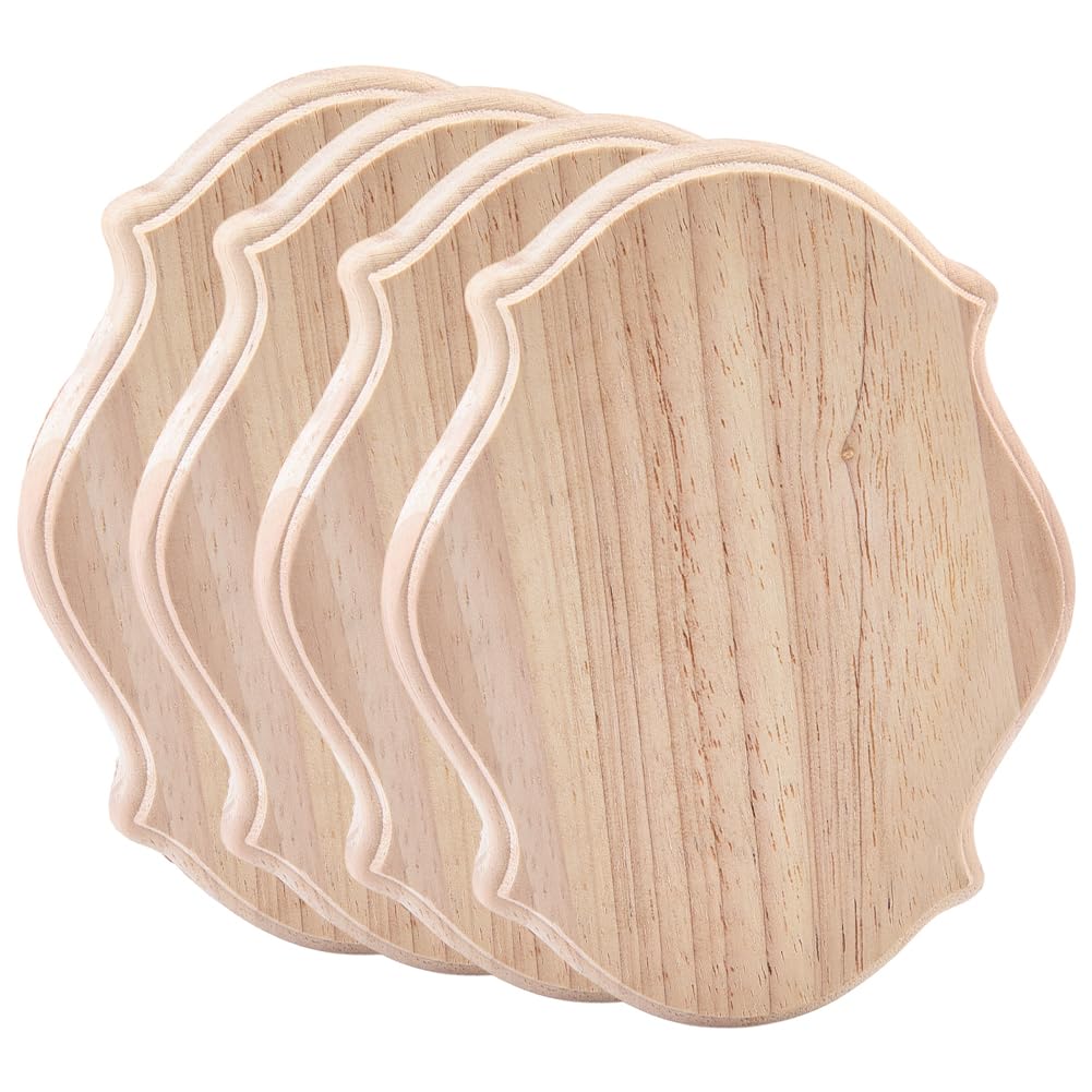 FINGERINSPIRE 4Pcs Unfinished Wooden Plaque 151x122x18mm Oval Blank Wooden Signs Burlywood Color Unfinished Wood Craft Base Decorative Hanging Plaques for Engraving, Home Decor and DIY Craft โ image 1