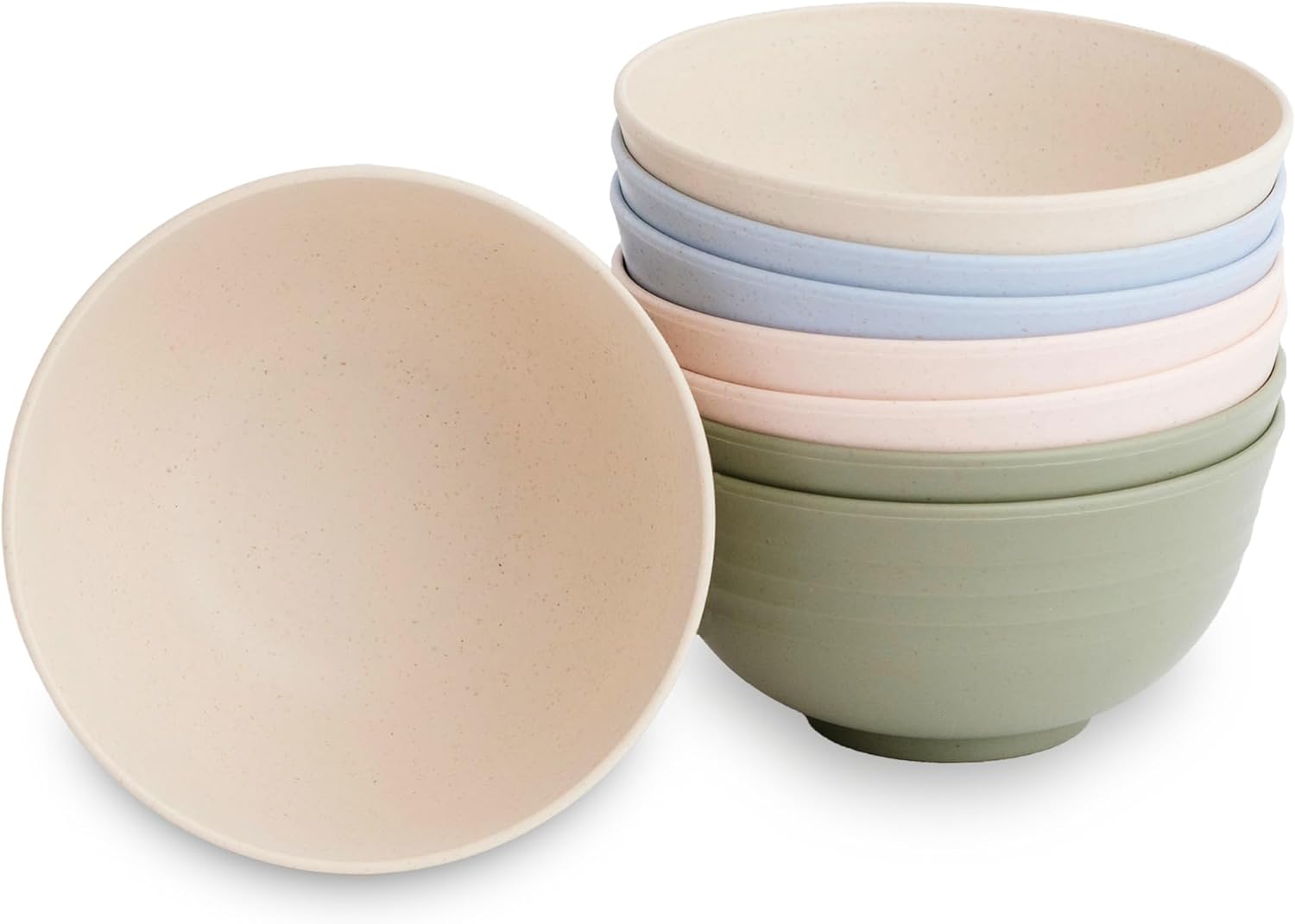 Nook Theory 8-Pack Reusable Wheat Straw Bowls - 26 oz Non Toxic Kids Bowls, Microwave Safe & Dishwasher Safe Cereal and Snack, Unbreakable Dinnerware (Soft Hues)