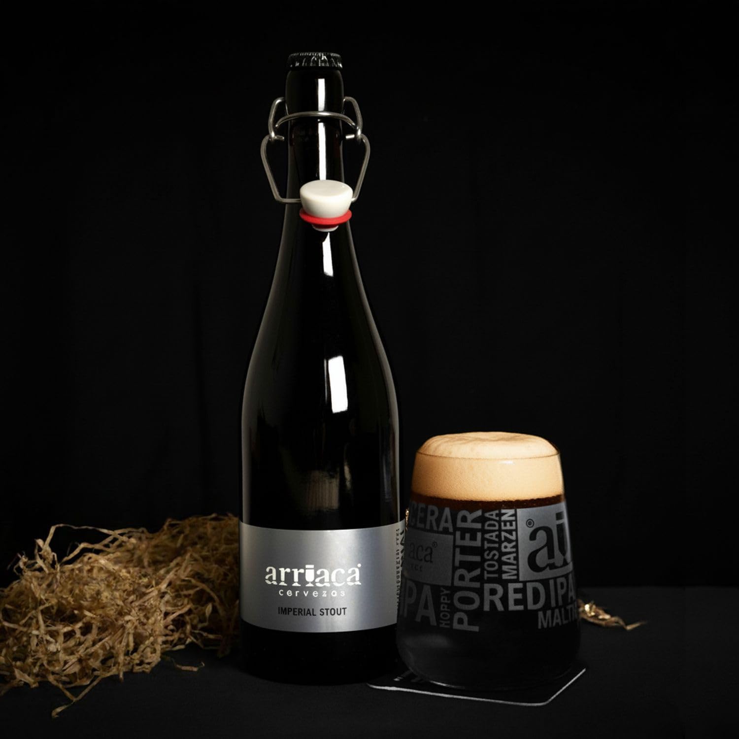 Cerveza artesana ARRIACA IMPERIAL RUSSIAN STOUT Pack Regalo Premium (Caja 6x75cl)
