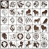 35 Pack Lion Stencils for Painting on Wood, Lion Head Stencil Forest Animal Template for DIY Craft Wall Fabric Rock Chalkboard Sign School Art Scrapbook Projects (Lion)