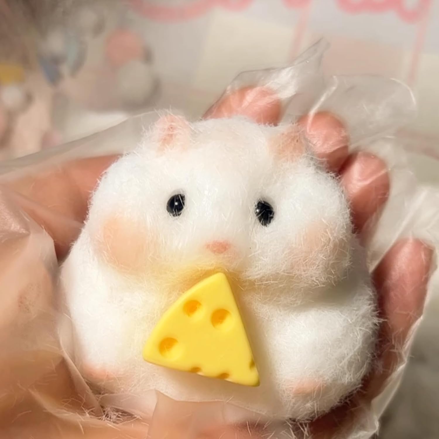 Tazweeq 2pcs Squishy Hamster Squeeze Toys, 3inch Big Cute Soft Hamster Squishy Toys, Stress Relief Squishies for Kids Party Favors, Fidget Toys Squishy Suitable Adults Kids (White Yellow)
