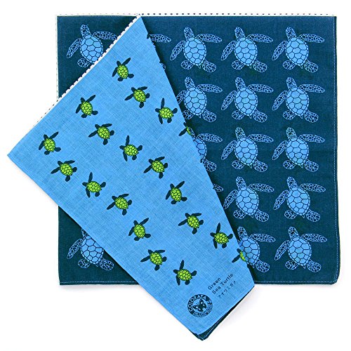 COLORATAガーゼハンカチ 標本BOX アオウミガメ ネイビー × ブルー