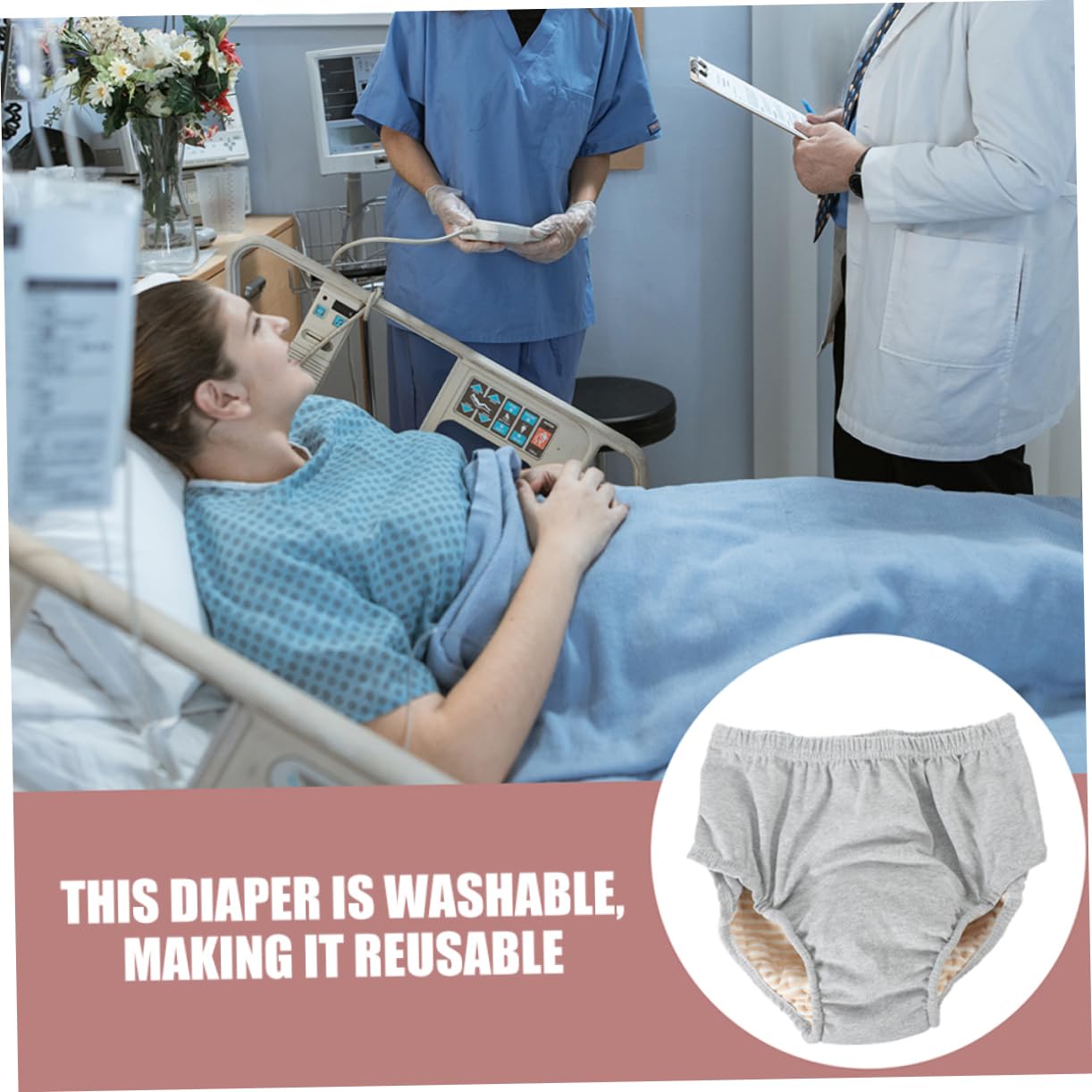 Bragas para Incontinencia Urinaria Mujer, Pañal Lavable para Ancianos de Algodón, Reutilizable Prueba de Fugas, Adecuado Hogar y Hospital, Pack de 2 Unidades