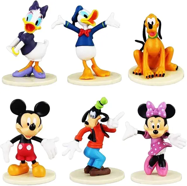 Minnie Mouse Cake Topper Set - 6-Piece PVC Figurines for Birthday Party Decoration