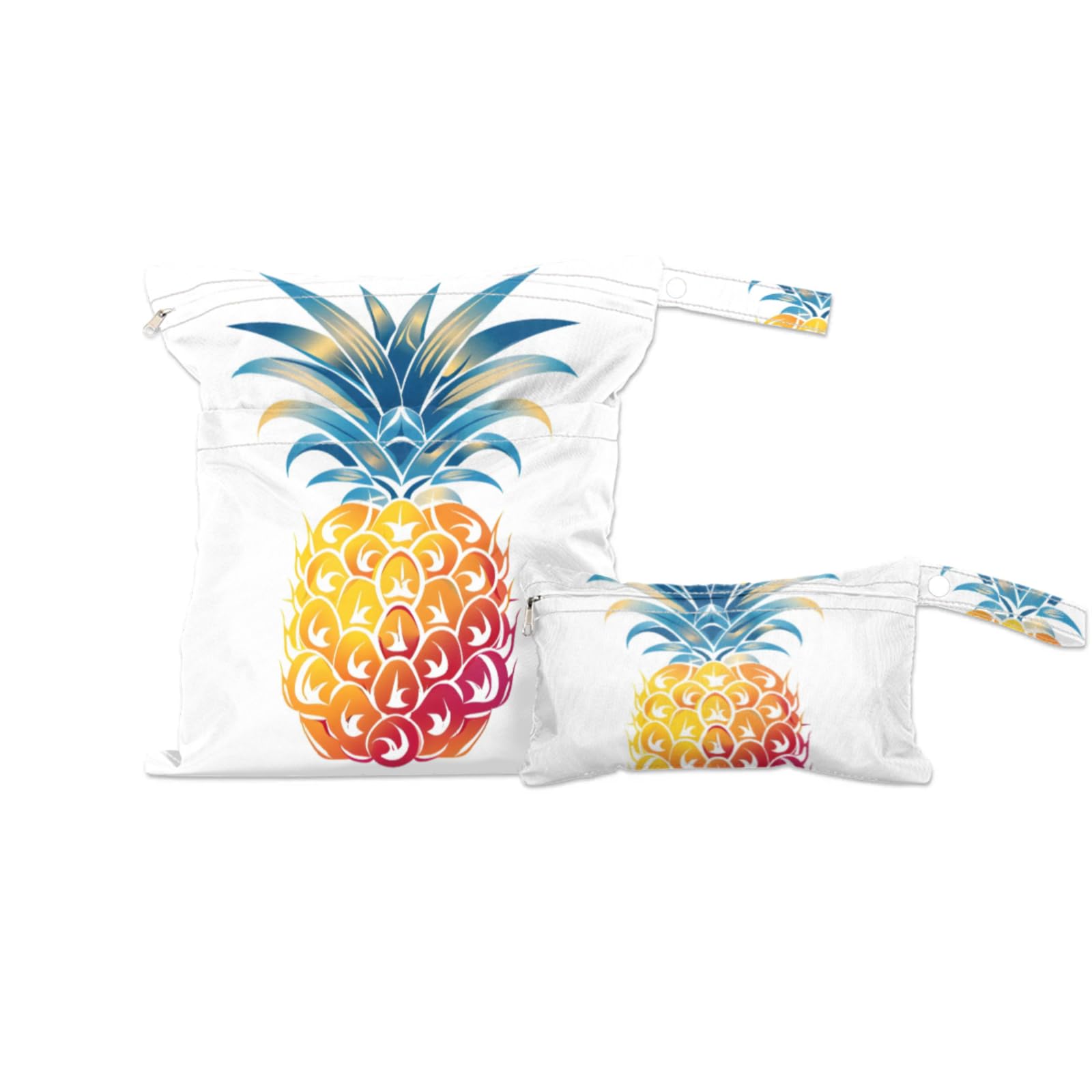 GzLeyigou 2 Set Pineapple Wet Dry Bags for Baby Cloth Diapers Reusable Storage Bag for Travel,Beach,Pool,Daycare,Stroller,Gym,Laundry,Dirty Clothes,Swimsuits & Wet Clothes, Fruit Pineapple Wet Bag