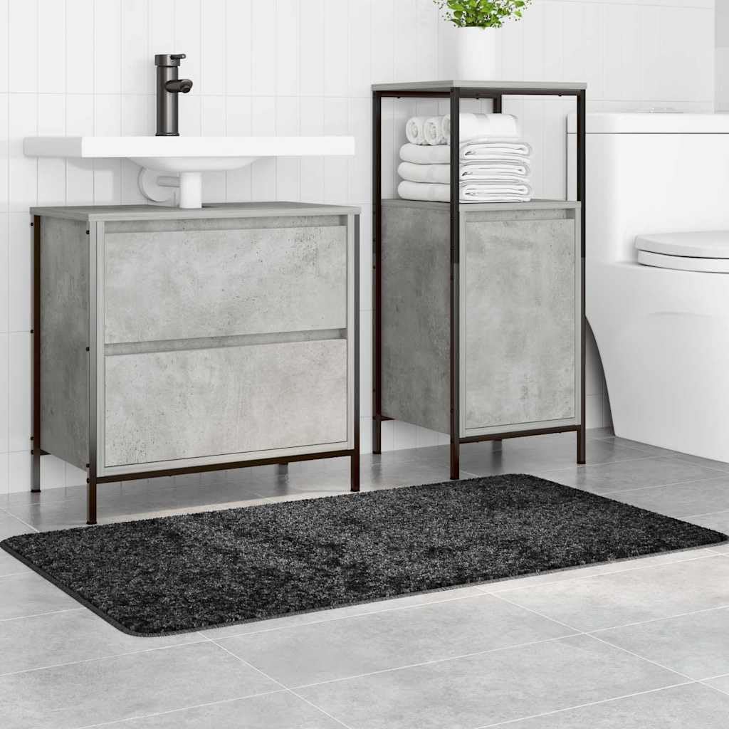Rutschfeste Badmatte Dunkelgrau 70 x 120 cm PP mit Latex-Rückseite für sicheren Stand im Badezimmer, waschbar, schnelltrocknend, langlebig und stilvoll für Innenräume
