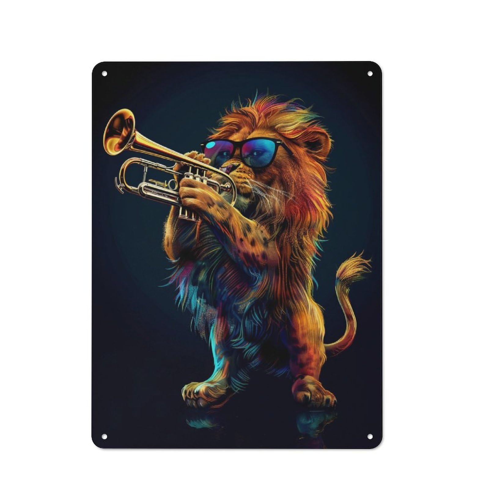Junmoney Lion Trumpet Retro Tin Sign 40X30cm For Garden Room Or Summerhouse, A Housewarming Gift For Garden Room Decor Fans