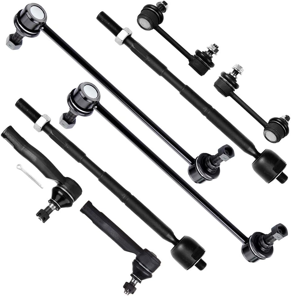 LSAILON 8pcs Outer Tie Rod Ends Front Sway Bar End Links Inner Tie Rod Ends Rear Sway Bar End Links Rear Sway Bar End Links Kit Fit for 2005-2010 for Scion tC