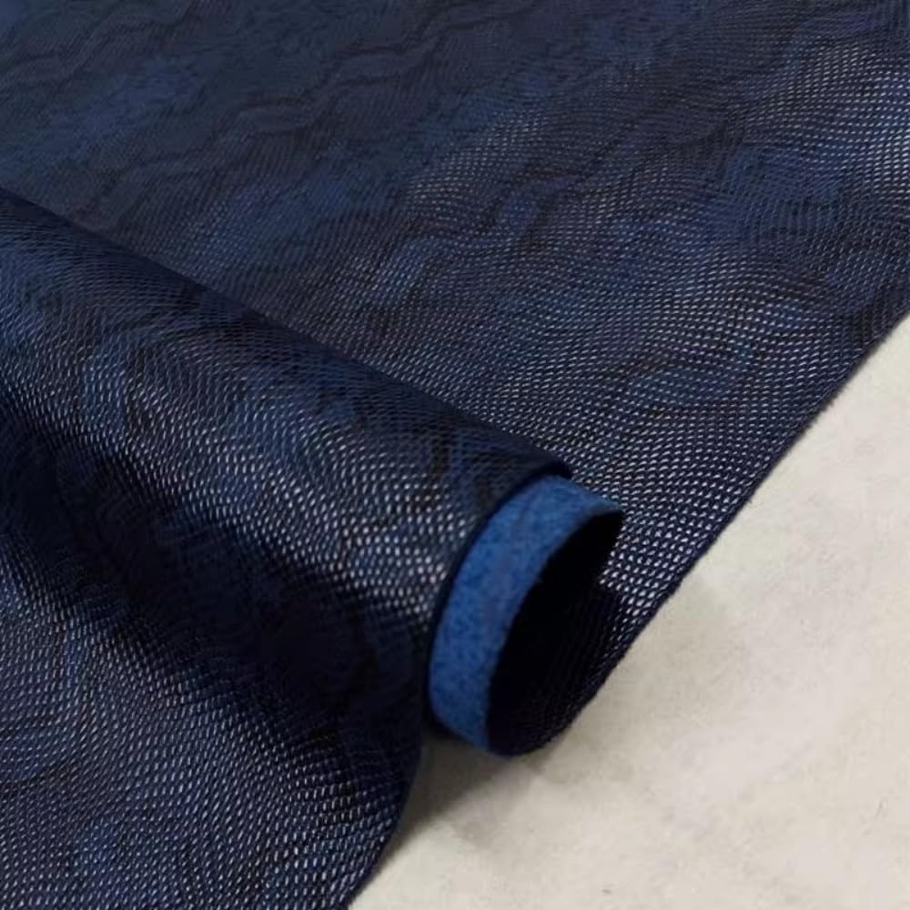 Aibote Hojas de piel de vaca auténtica en relieve, material de piel de vaca para manualidades de cuero (patrón de pitón azul, 5 pies cuadrados (forma irregular))
